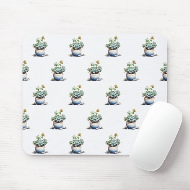 Tapis De Souris Plantes succulents dans les pots (Avec souris)