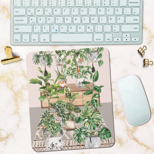Tapis De Souris Plantes tropicales à l'aquarelle (In situ)