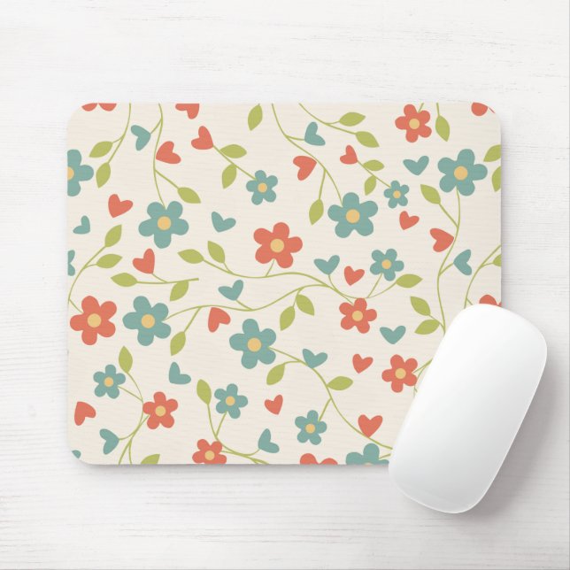 Tapis De Souris Plaque de souris à fleurs de printemps (Avec souris)