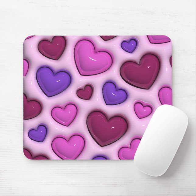 Tapis De Souris Plaque De Souris Avec Coeurs Lustrés 3D (Avec souris)