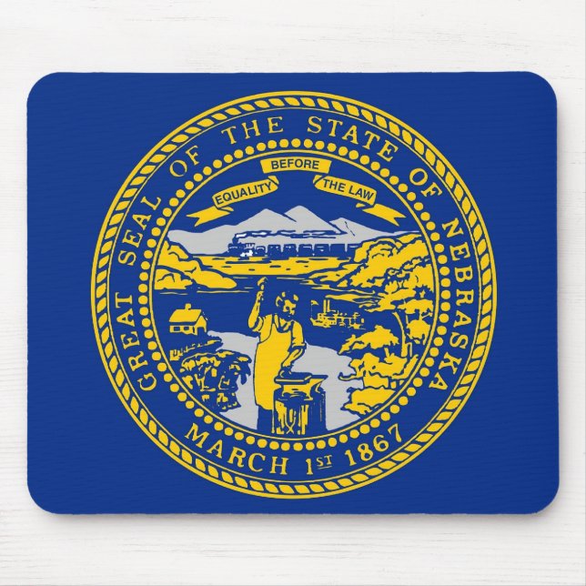 Tapis De Souris Plaque de souris avec Drapeau du Nebraska State -  (Devant)