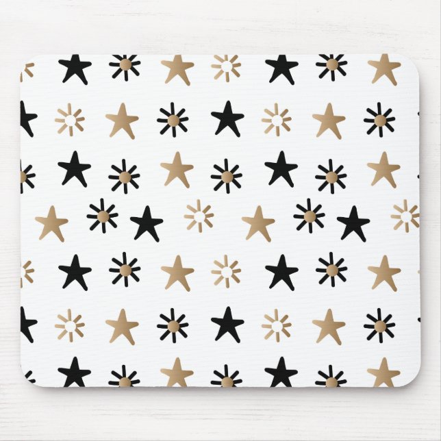 Tapis De Souris Plaque de souris Black and Gold Stars (Devant)