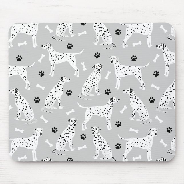 Tapis De Souris Plaque de souris dalmate avec pattes et os (Devant)
