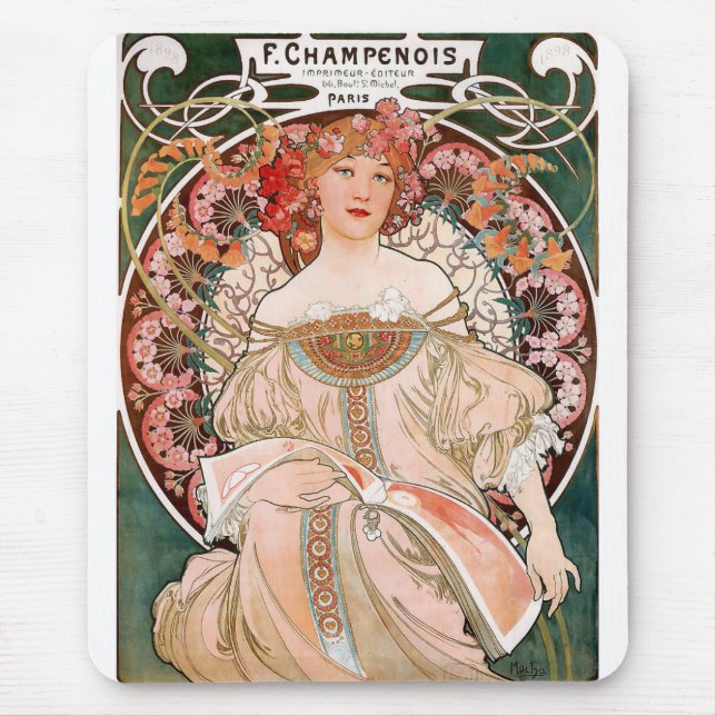 Tapis De Souris Plaque de souris de "Alphonse Mucha", No.02 (Devant)