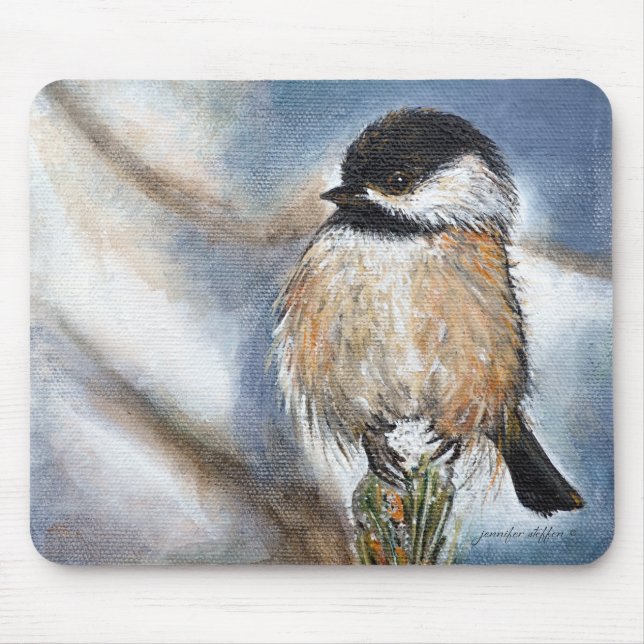 Tapis De Souris Plaque de souris de chickadee noire (Devant)
