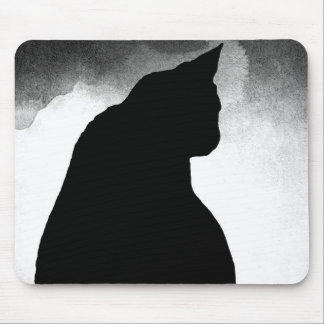 Tapis De Souris Plaque de souris en silhouette de chat noir