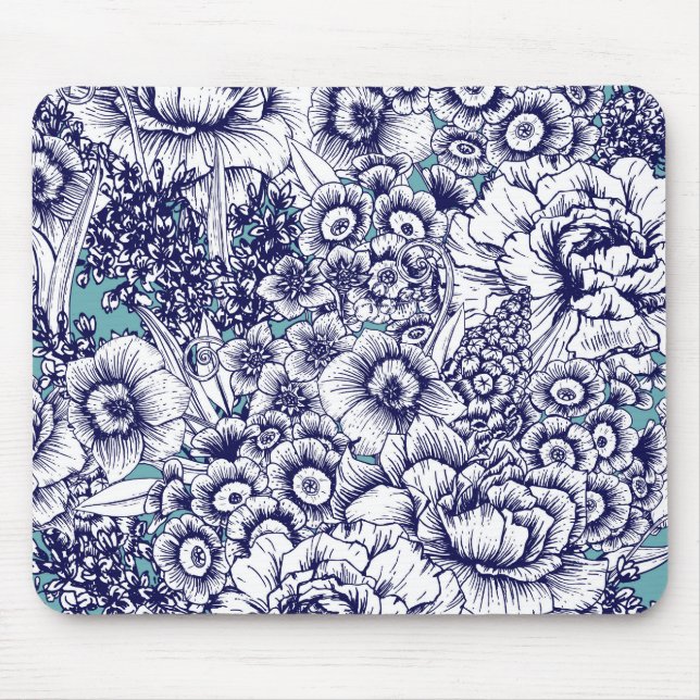 Tapis De Souris Plaque de souris florale rétro (Devant)