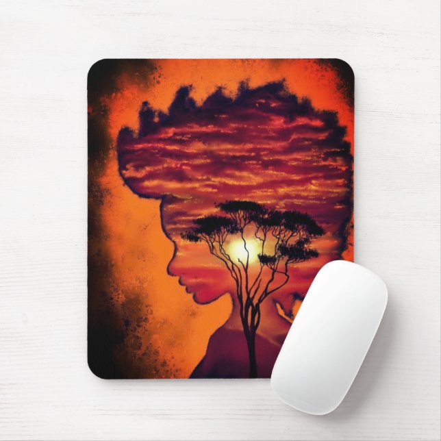 Tapis De Souris Plaque de souris Imaginaire couché de soleil (Avec souris)