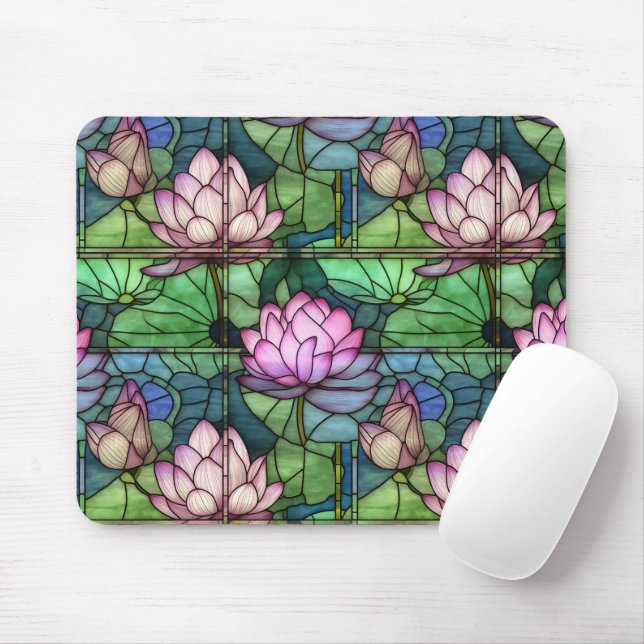 Tapis De Souris Plaque de souris Lotus en Verre (Avec souris)