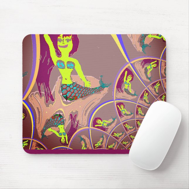 Tapis De Souris Plaque d'Imaginaire de sirène fractale (Avec souris)