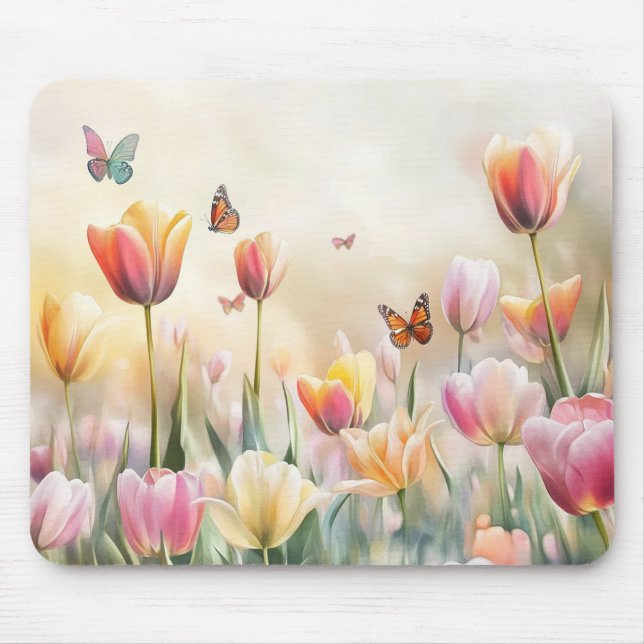 Tapis De Souris Plaque Florale De Souris Avec Papillons (Devant)