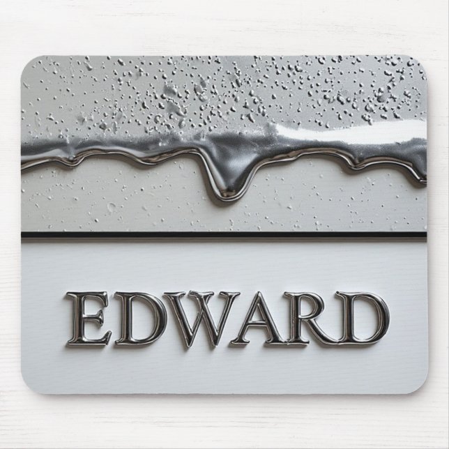 Tapis De Souris Plaque nominative Edward Chrome avec gouttes de mé (Devant)