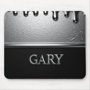 Tapis De Souris Plaque nominative Gary Chrome avec gouttes de méta