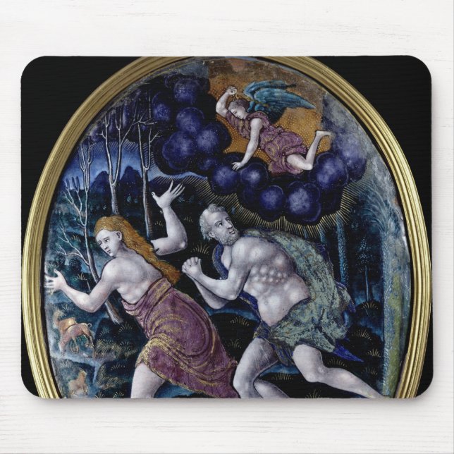 Tapis De Souris Plaque ovale dépeignant Adam et Ève (Devant)
