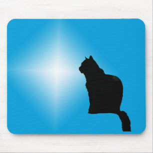 Tapis De Souris Plaque souris - Black Cat Silhouette et étoile