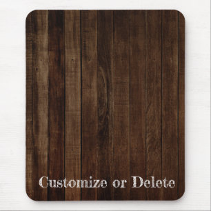 Tapis De Souris Plaques en bois foncé Brown avec texte personnalis