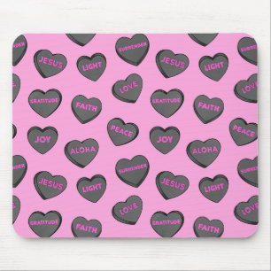 Tapis De Souris Plein de coeur d'amour Motif rose noir
