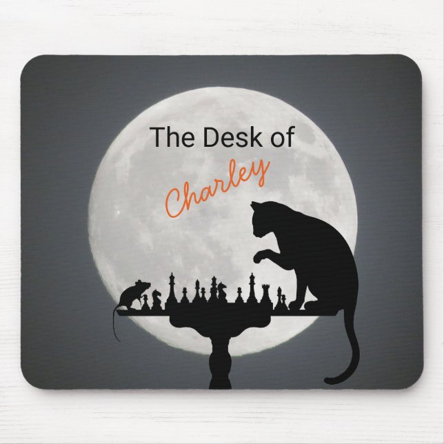Tapis De Souris Pleine lune d'échecs chat et souris (Devant)