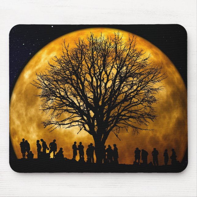 Tapis De Souris Pleins cadeaux frais de silhouette d'arbre de lune (Devant)