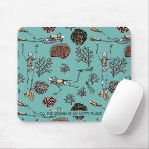 Tapis De Souris Plongée sous-marine L'océan est mon endroit heureu