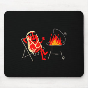 Tapis De Souris Plongeon de steak drôle barbecue grillade steak ba