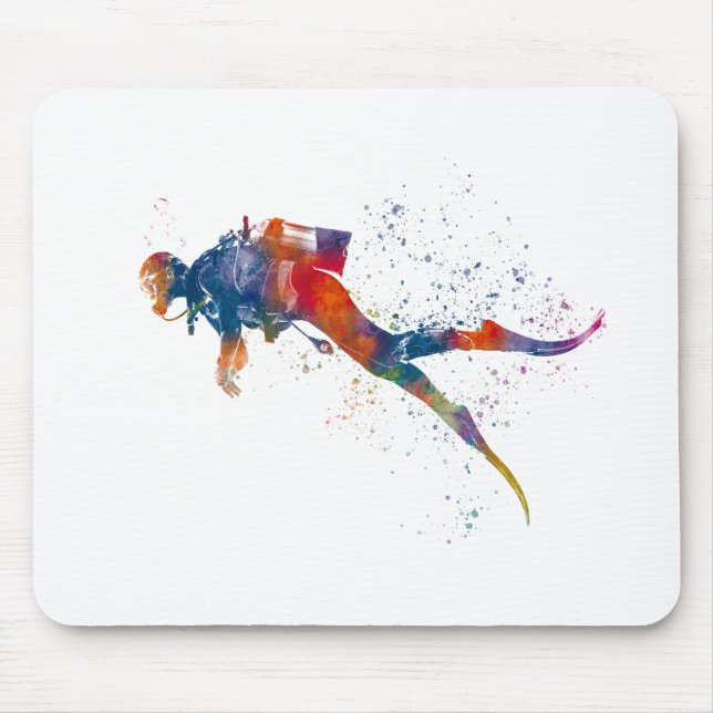 Tapis De Souris Plongeur en aquarelle (Devant)