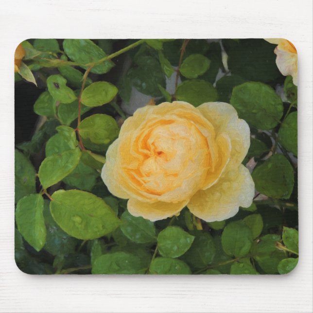 Tapis De Souris Pluies sur Rose jaune (Devant)