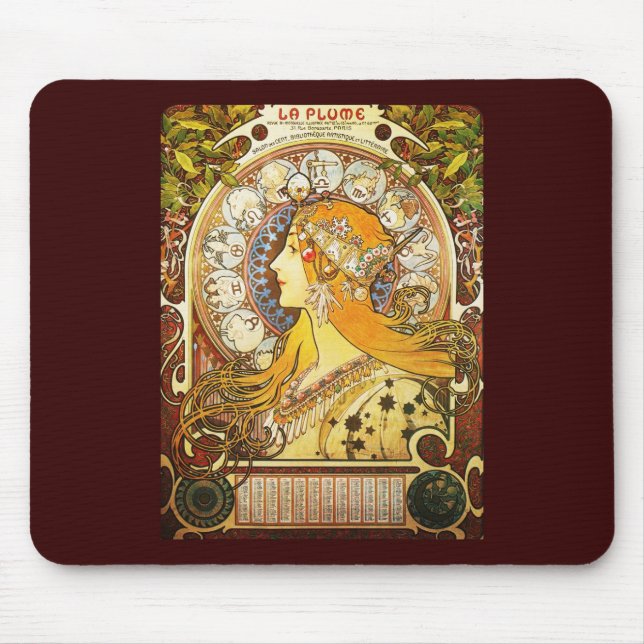 Tapis De Souris Plume de La d'Alphonse Mucha (Devant)