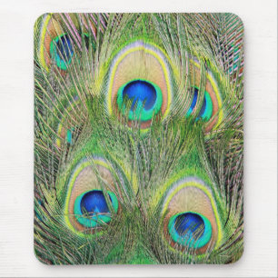 Tapis De Souris Plumes bleues indiennes de paon