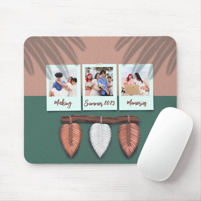 Tapis De Souris Plumes de Macrame personnalisées Boho Mousepad (Avec souris)