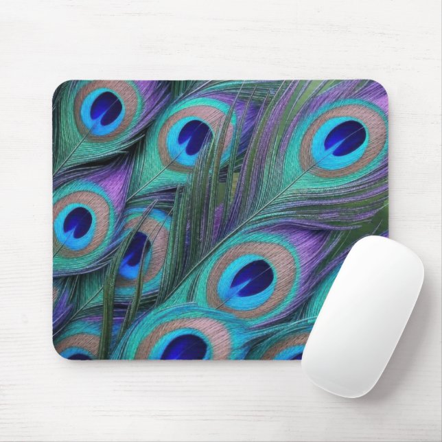 Tapis De Souris Plumes de paon (Avec souris)
