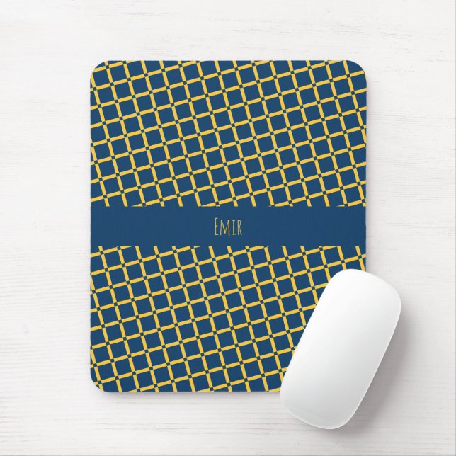 Tapis De Souris Plus Motif minimum bleu jaune (Avec souris)