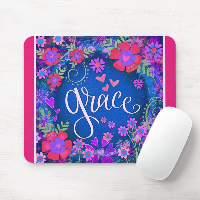 Tapis De Souris Plutôt Bleu Inspirant Floral Grace Inspirivity (Avec souris)