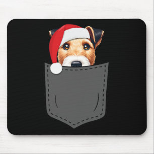 Tapis De Souris Poche de Noël Feu Fox Terrier Chien Santa Hat