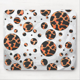 Tapis De Souris Poche noire et orange Polka Imprimer