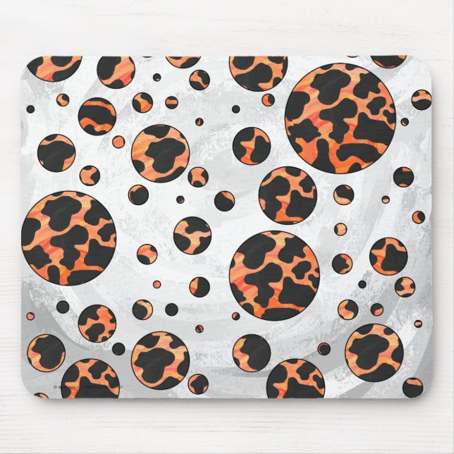 Tapis De Souris Poche noire et orange Polka Imprimer (Devant)