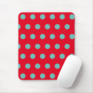 Tapis De Souris Pochette de souris Pointe Polka (Rouge et Aqua)