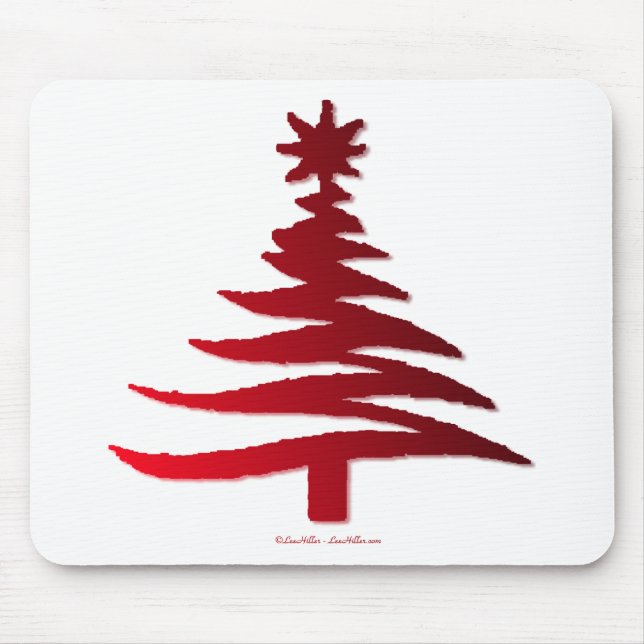 Tapis De Souris Pochoir d'arbre de Noël rouge (Devant)
