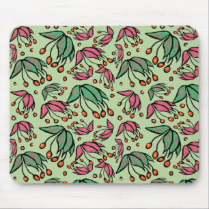 Tapis De Souris Pods de semences fantaisie rose & vert Mousepad