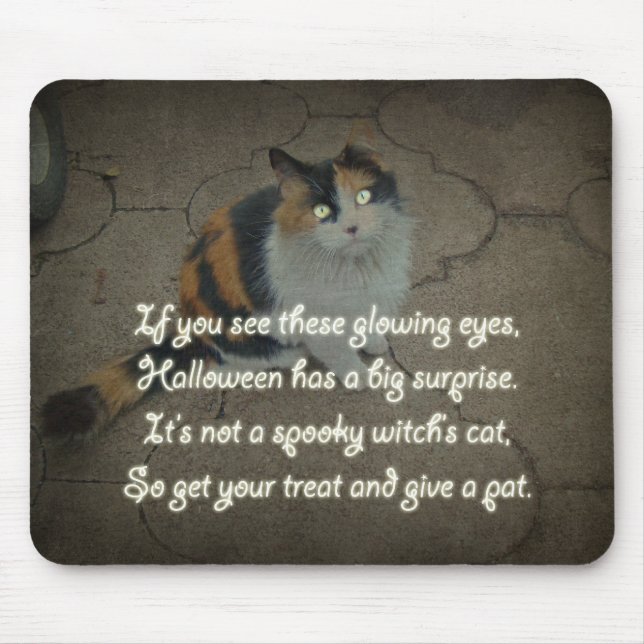 Tapis De Souris Poème d'Halloween - Calico Cat (Devant)
