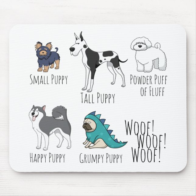Tapis De Souris Poème Sympa Illustré Chiens De Chien De Chien (Devant)