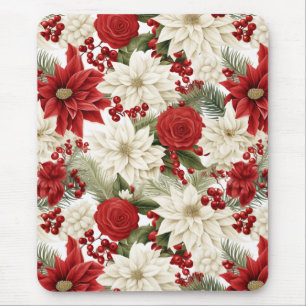 Tapis De Souris Poinsettia de Noël – Conception florale des Fêtes