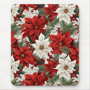 Tapis De Souris Poinsettia de Noël – Décoration florale de fêtes