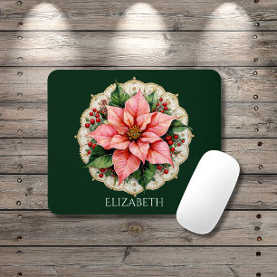 Tapis De Souris Poinsettia Floral Vintage