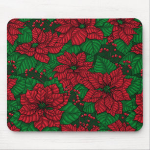 Tapis De Souris Poinsettia, motif de Noël