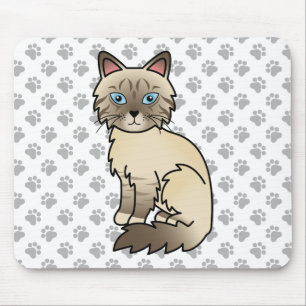 Tapis De Souris Point Chocolat Tabby Birman / Ragdoll Chat & Pâtes