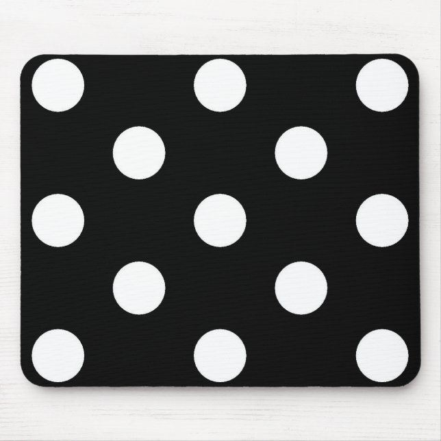 Tapis De Souris Point de polka blanc noir - Mousepad (Devant)