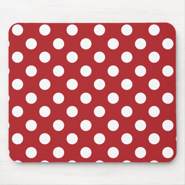Tapis De Souris Point Polka blanc rouge (Devant)