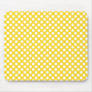 Tapis De Souris Pointe Polka blanche et jaune
