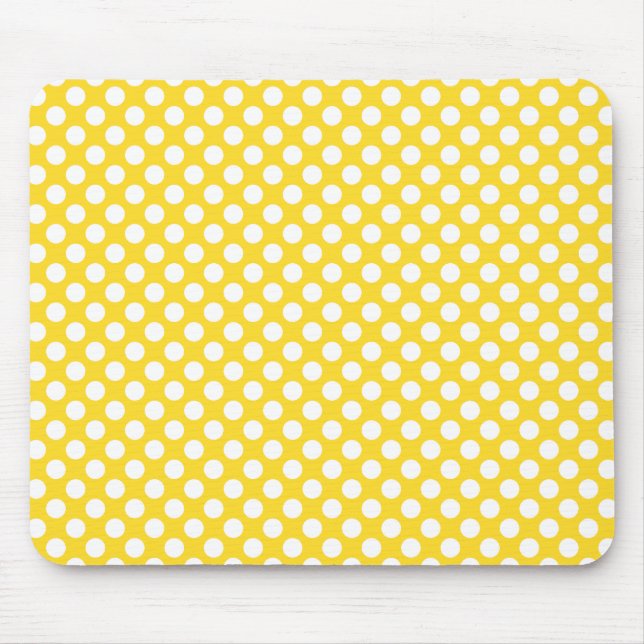 Tapis De Souris Pointe Polka blanche et jaune (Devant)